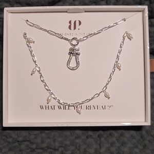 FREE OG W/purchase - Layered Necklace Set with Pearl Drops and Crystal Charm